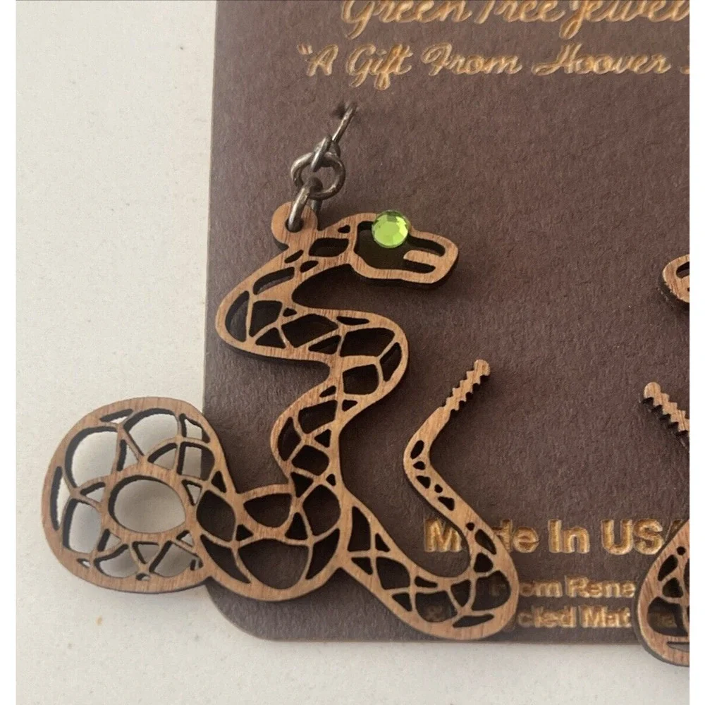 Green Tree Designs Snake Wooden‎ Laser Cut Green Gem Eyes Filigree 2